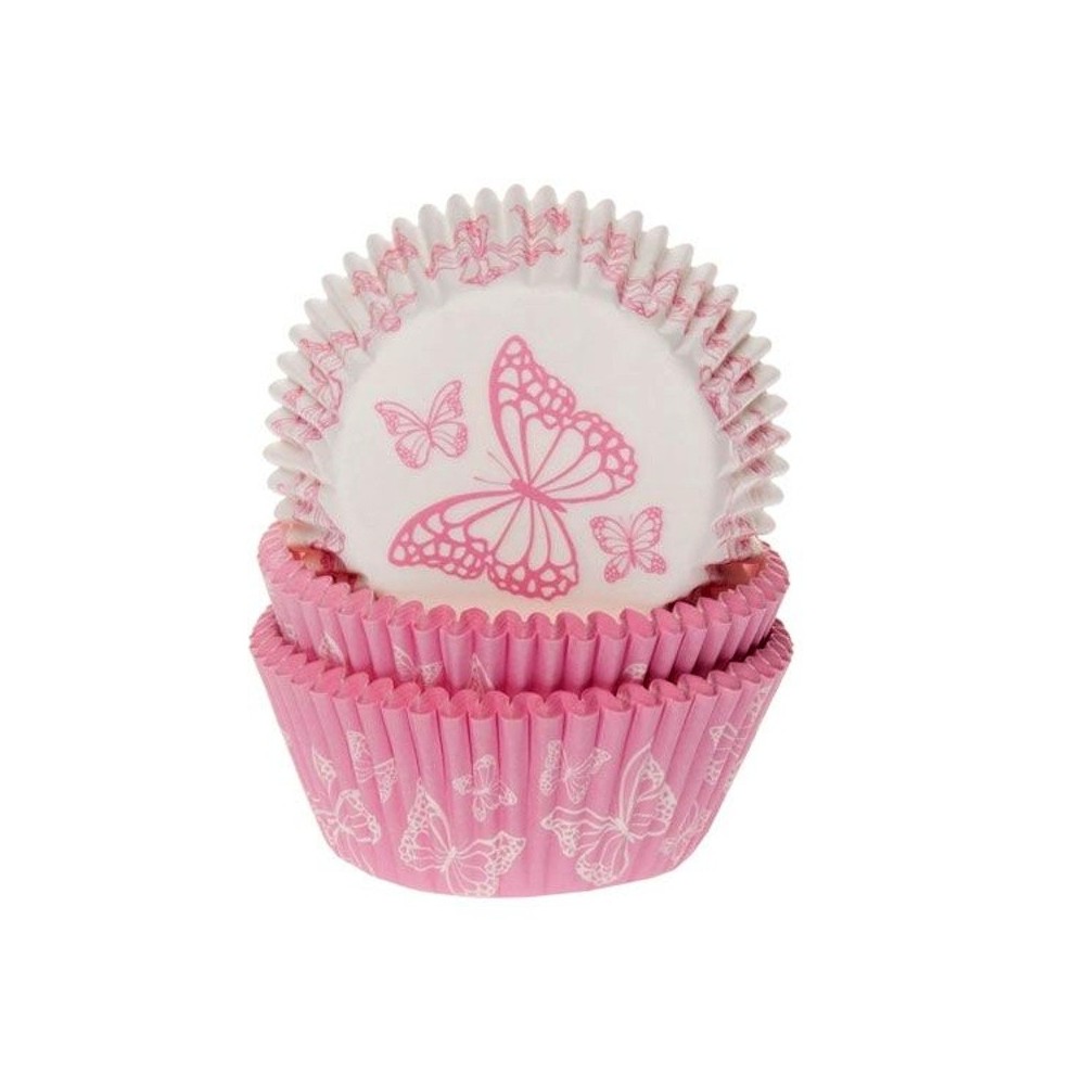 HoM cukrářské košíčky - růžový motýl - 50ks