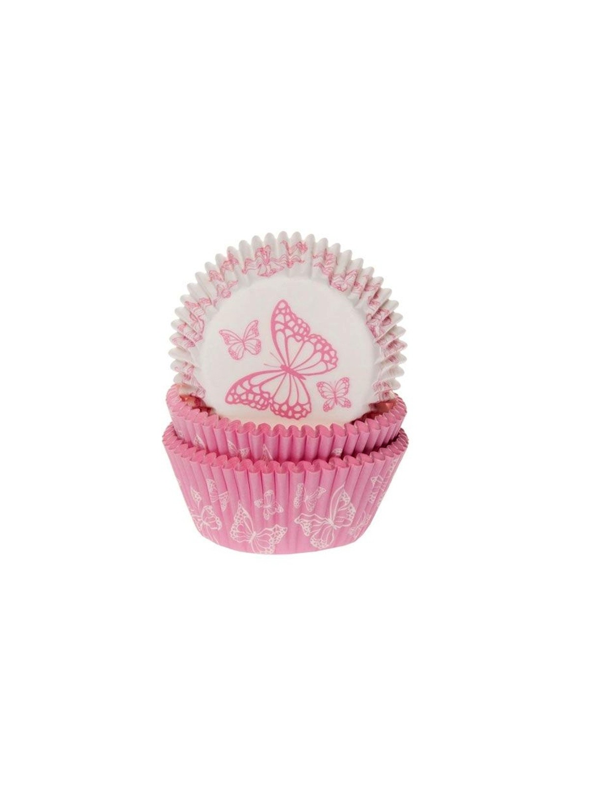 House of Marie Baking cups pink butterfly - pk/50