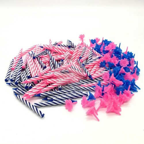 DeKora Birthday Candles - pink / blue 100 pcs