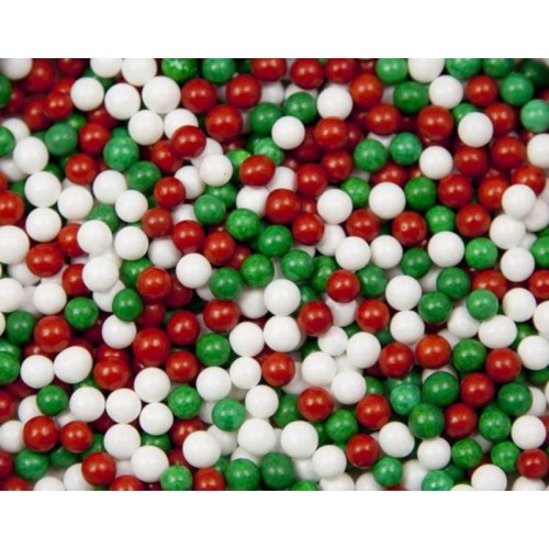 Candy sprinkles - dragees - red / white / green - 100g