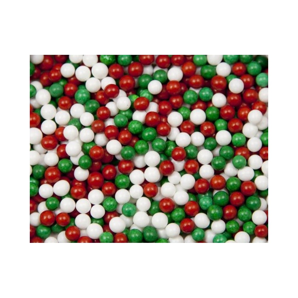 Candy sprinkles - dragees - red / white / green - 100g