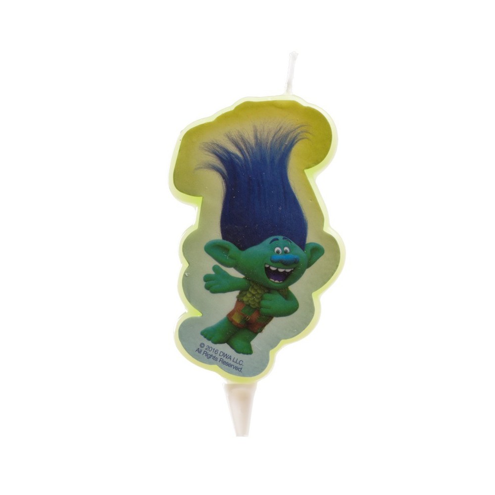 Decorative cake candle - Trolls 2D - Branch - 1pc