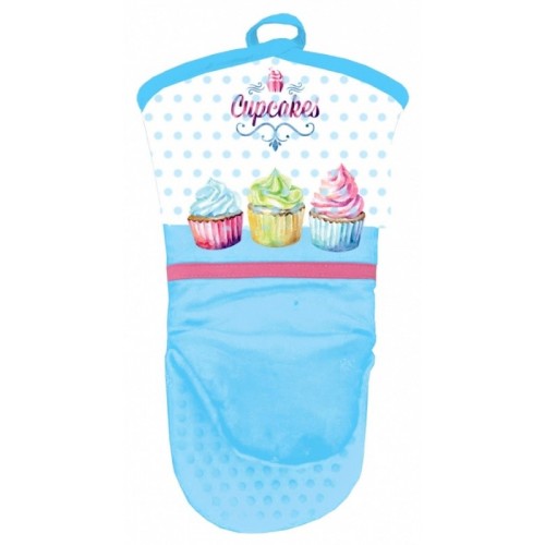 Kitchen glove with silicone palm - CupCakes blue