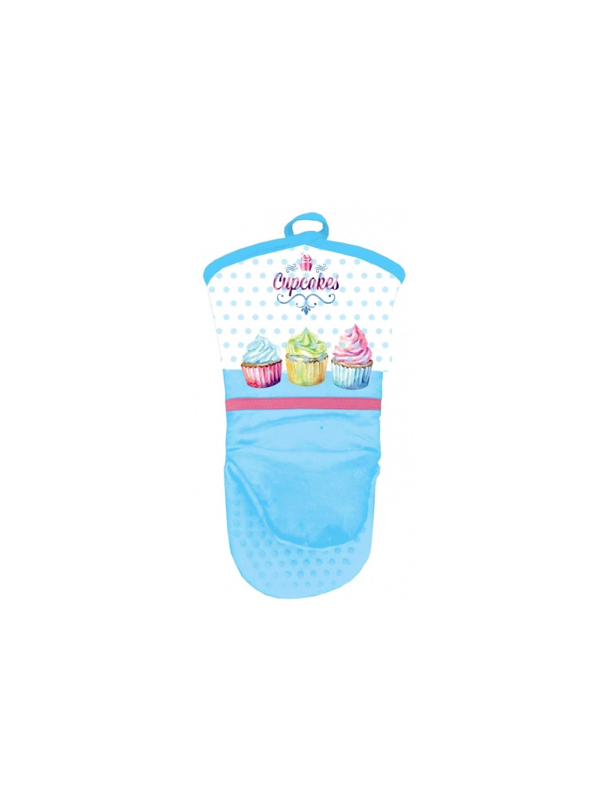 Kitchen glove with silicone palm - CupCakes blue