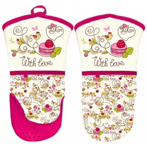 Kitchen gloves with silicone palm - Macaroons pink