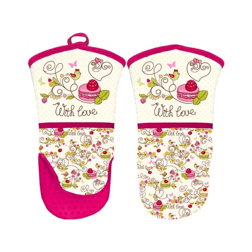 Kitchen glove with silicone palm - Macarons pink