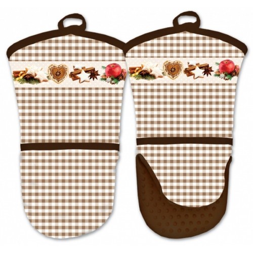 Kitchen glove with silicone palm - Christmas brown