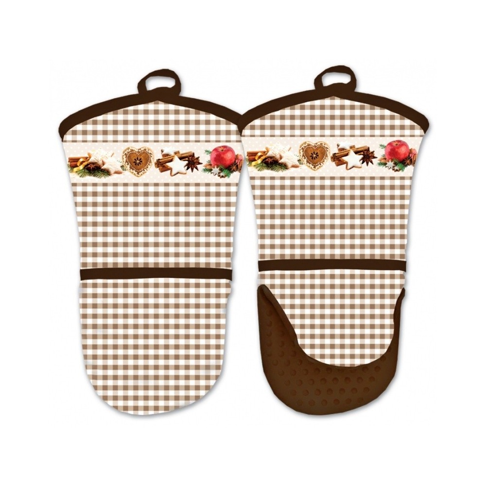 Kitchen glove with silicone palm - Christmas brown