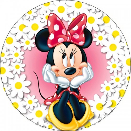 Edible paper round - Minnie Mouse daisies