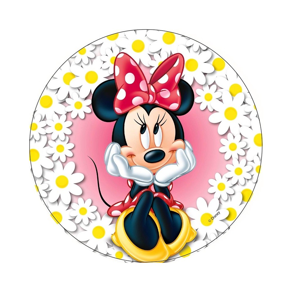 Edible paper round - Minnie Mouse daisies