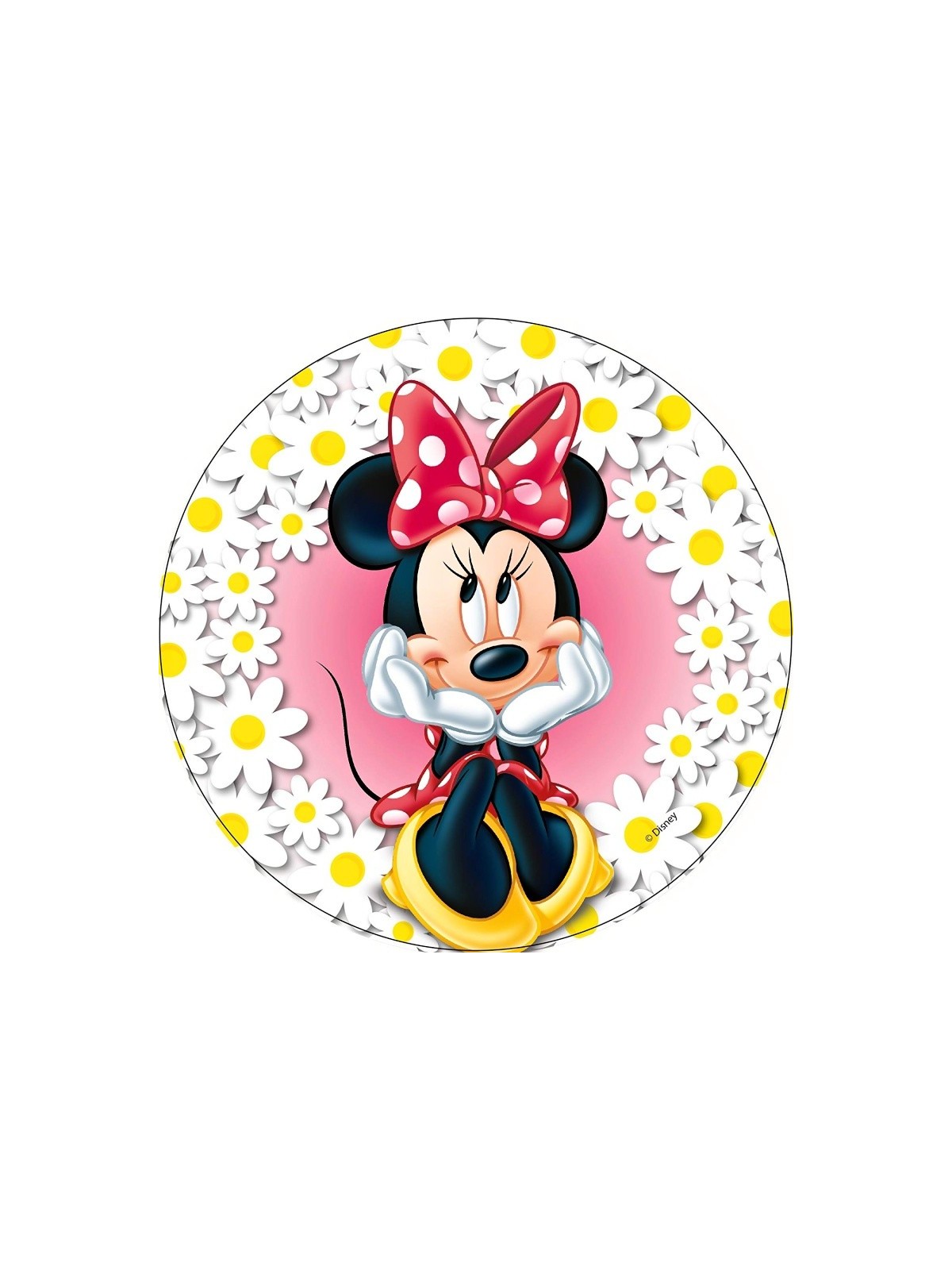 Edible paper round - Minnie Mouse daisies