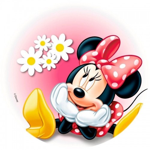 Essbares rundes Papier - Minnie Mouse sitzend