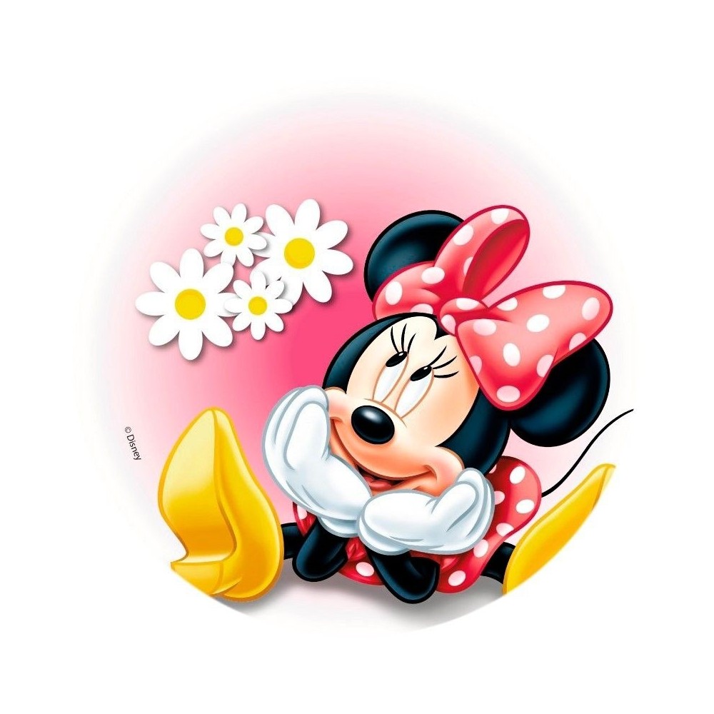 Essbares rundes Papier - Minnie Mouse sitzend