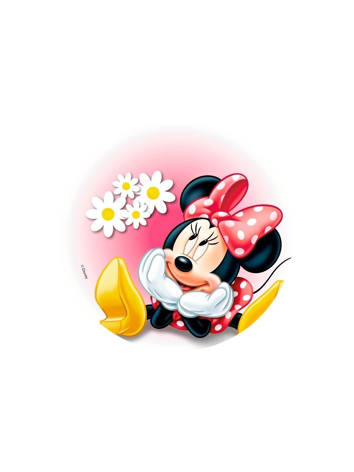 Essbares rundes Papier - Minnie Mouse sitzend