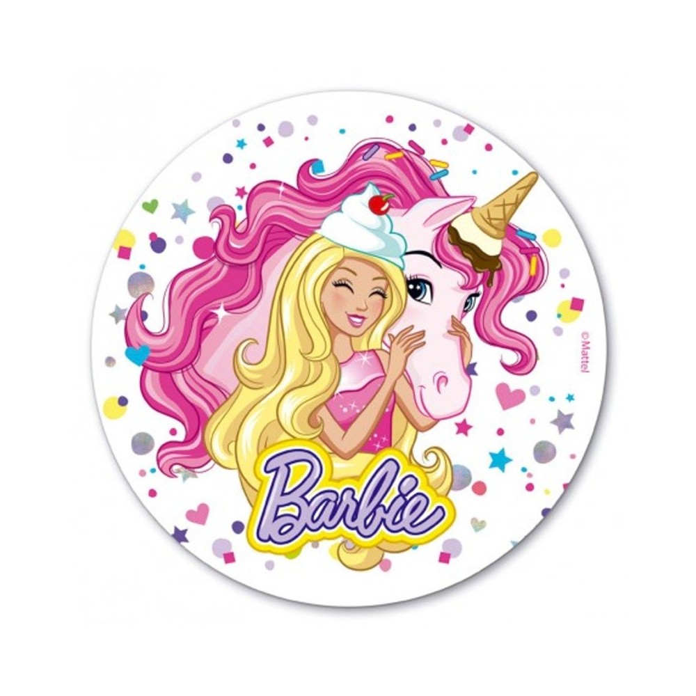 Edible paper decoration round - Barbie