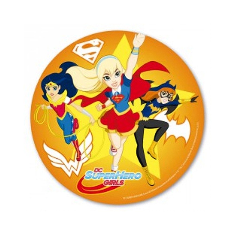 Jadalny papier okrągły - SuperHero Girls.