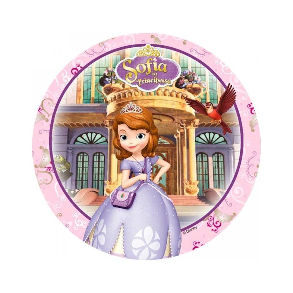 Essbare Papier Round - Prinzessin Sofia die Erste - rosa