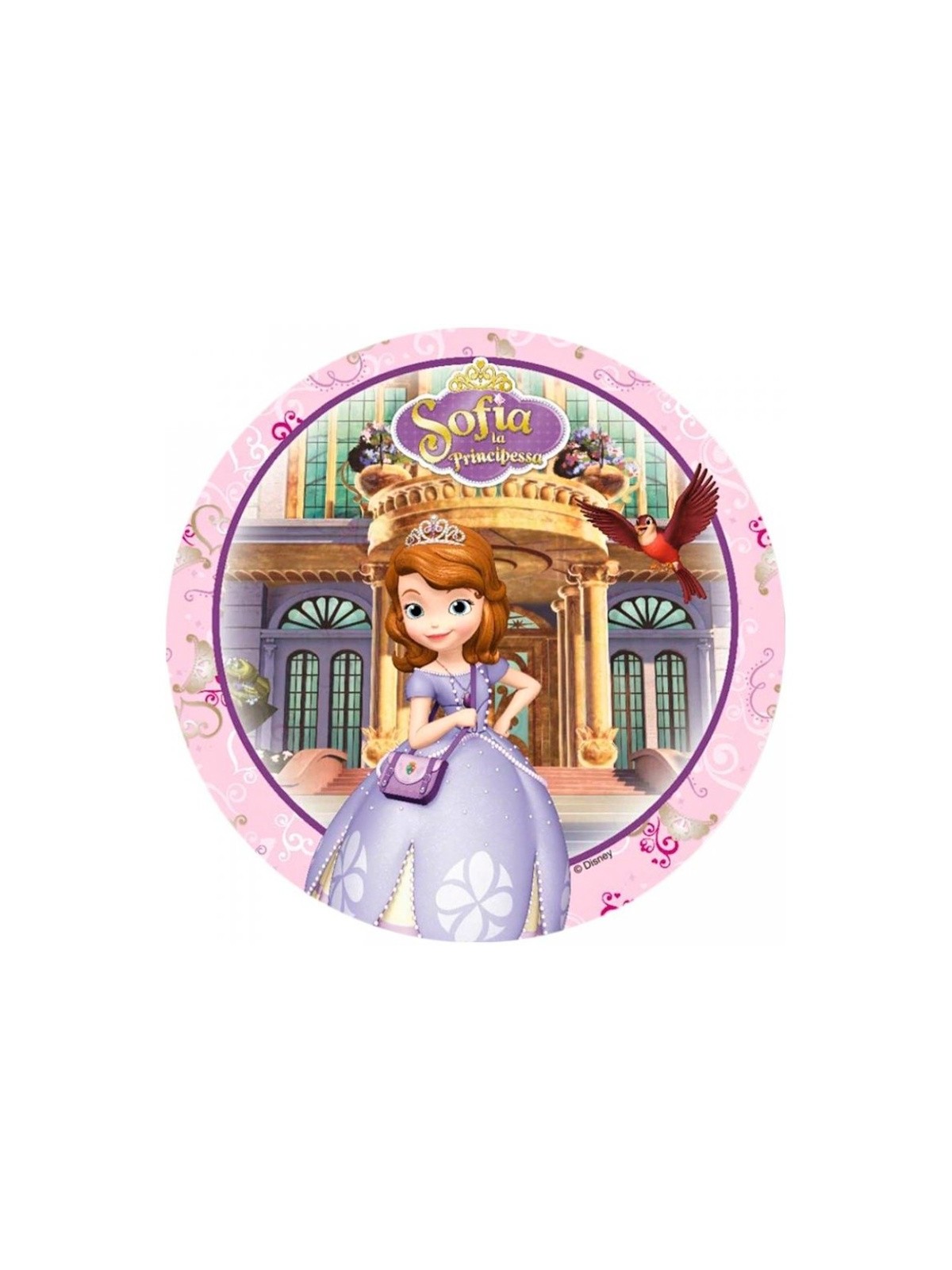 Edible paper round - Princess Sophie First - Pink