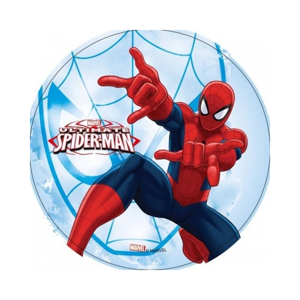 Jedlý papier karta guľatý - Spiderman