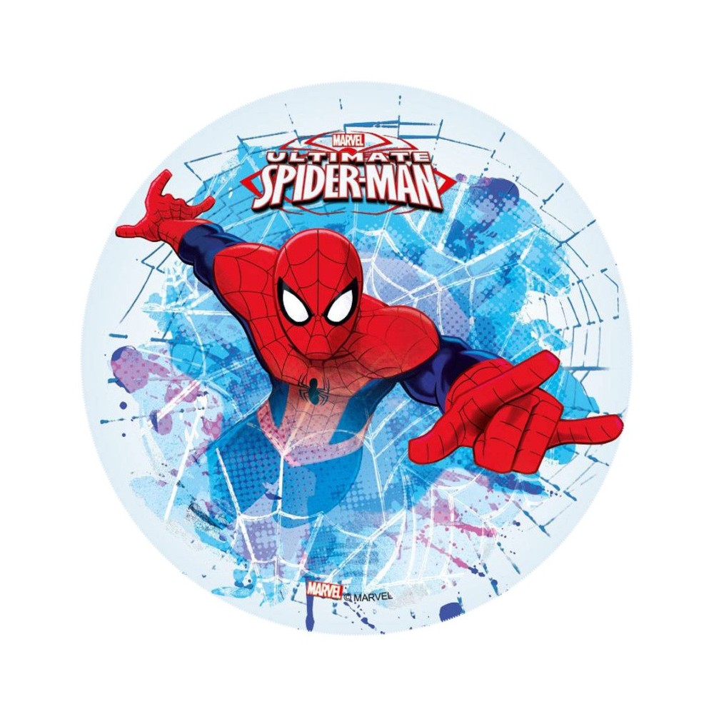 Edible paper Round - Spiderman - spider web