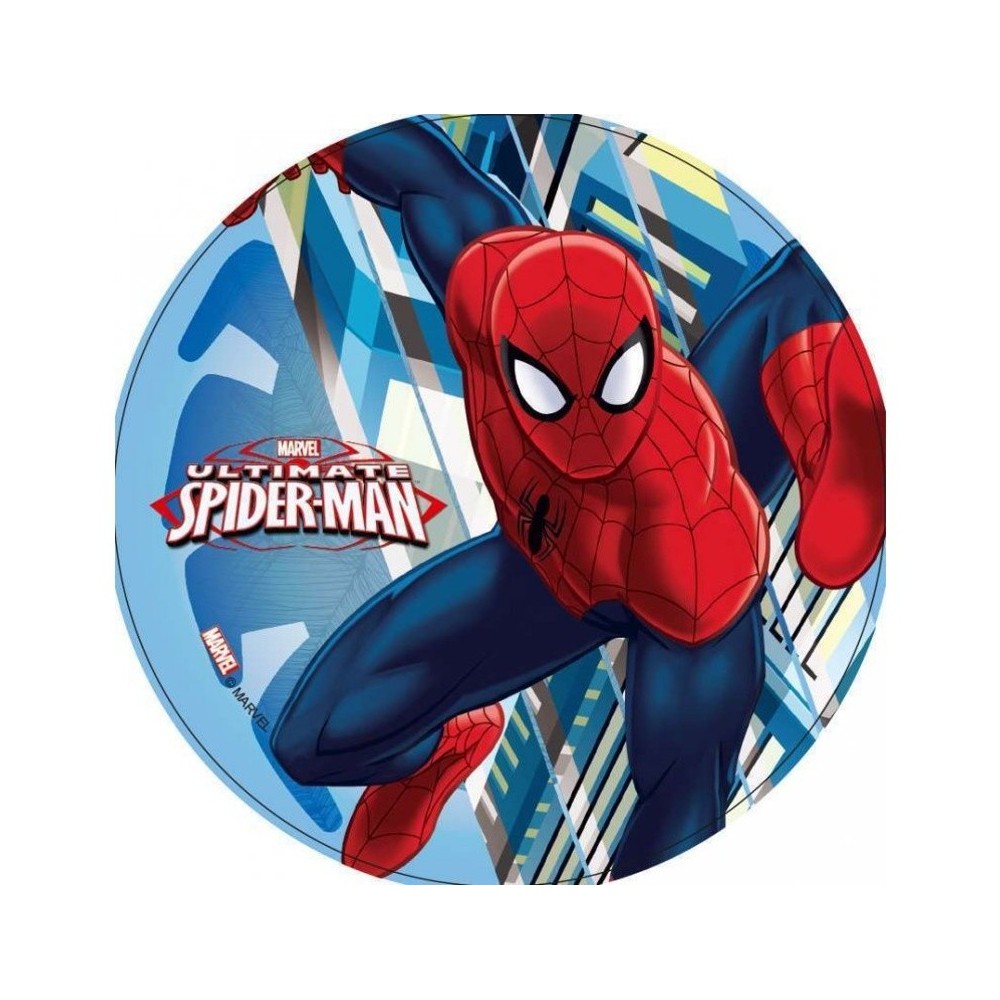 Essbares rundes Papier - Spiderman - Wolkenkratzer