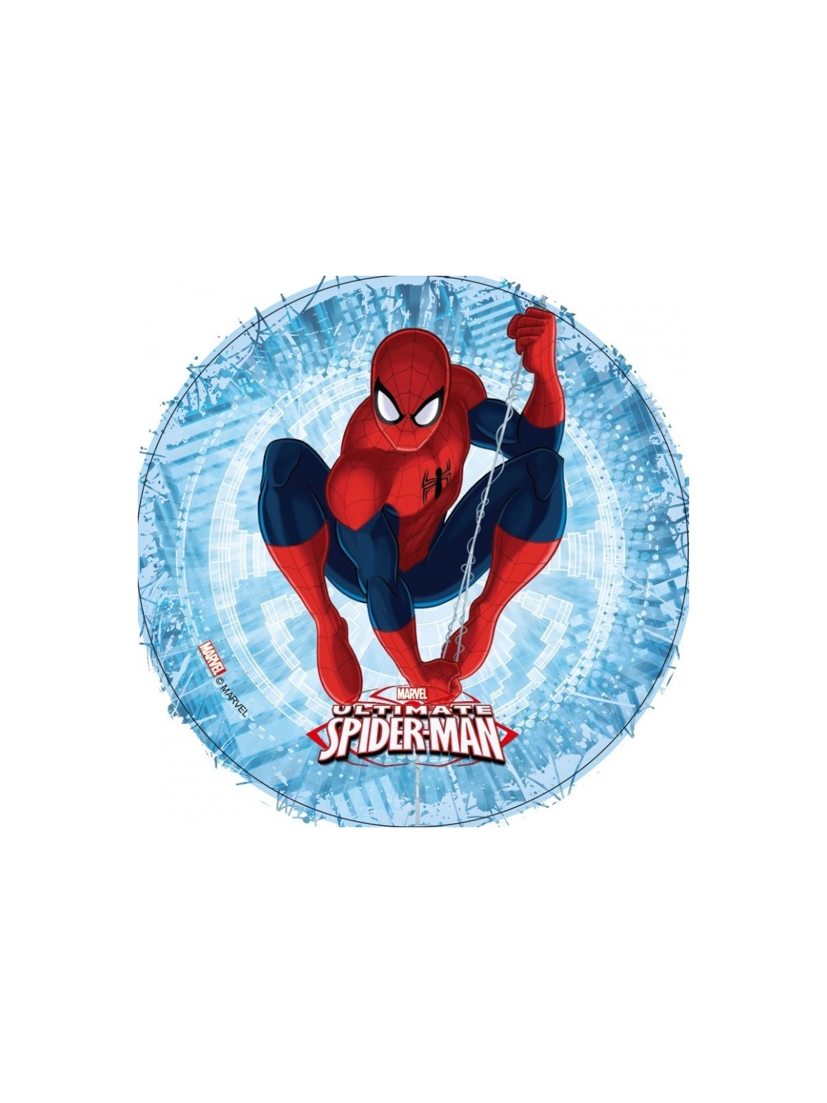 Jedlý papír kulatý - Spiderman - modrý