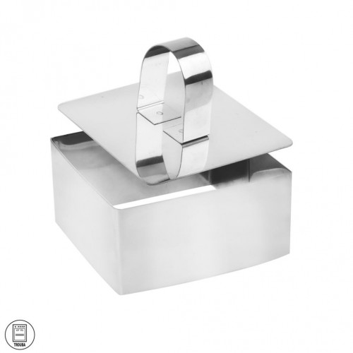 Baking tin square - cookie cutter with plunger