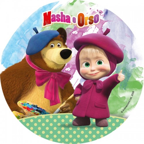 Edible paper round - Masha and the Bear 2