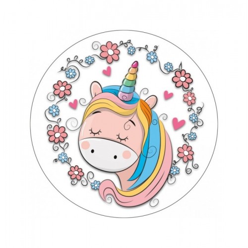 Wafer decoration Round - Unicorn