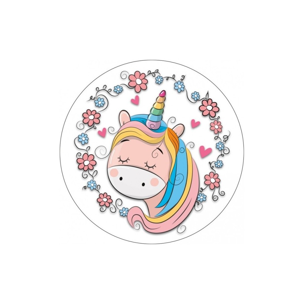 Wafer decoration Round - Unicorn