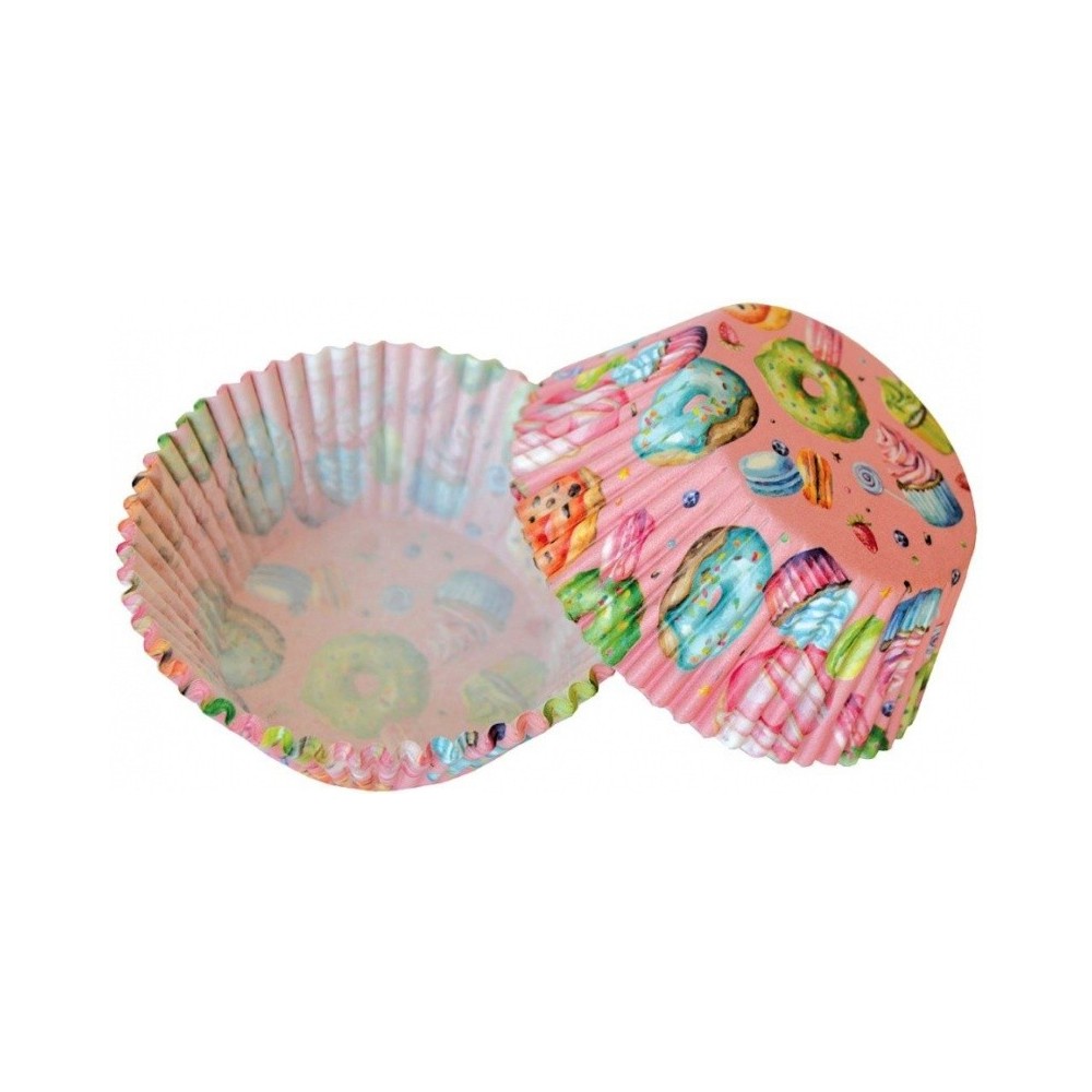 Cukrářské košíčky - donut růžový - 50ks