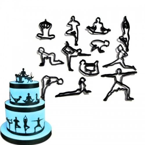 Patchwork cookie cutters - yoga silhouettes - 12pcs