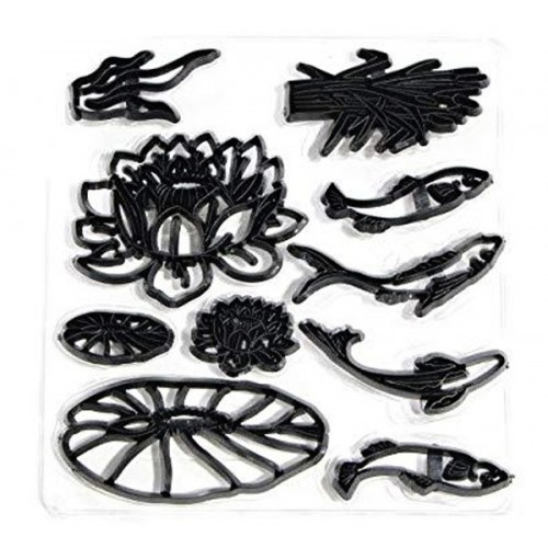 Cookie cutter patchwork Lotus + Fish 10 pcs