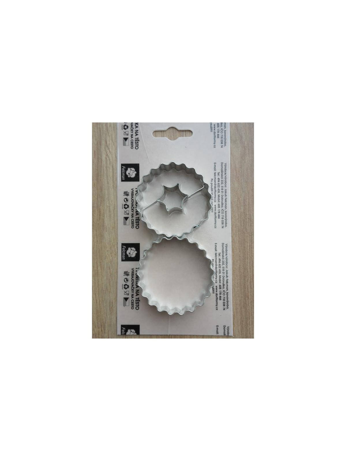 Set of pastry cutters - large fluted circles with a center.