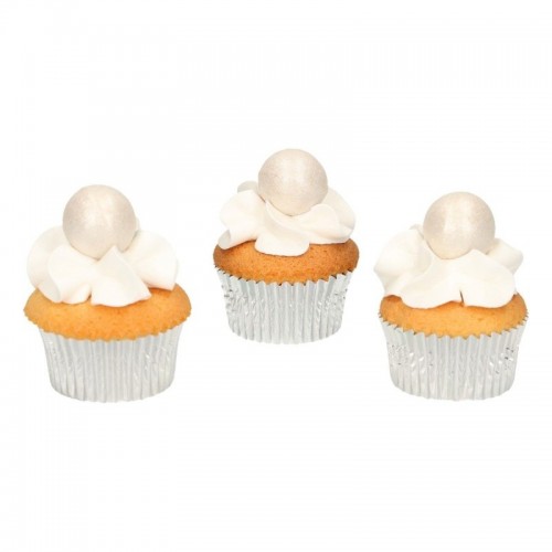 FunCakes Pearl Choco Balls Silver - Silver - 8 pcs