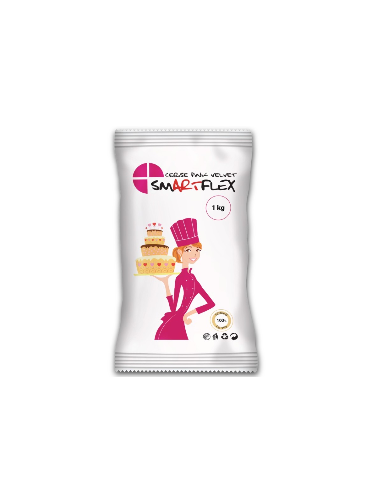 Smartflex Cerise  Pink velvet vanilka 1kg - potahovací  a  modelovací hmota