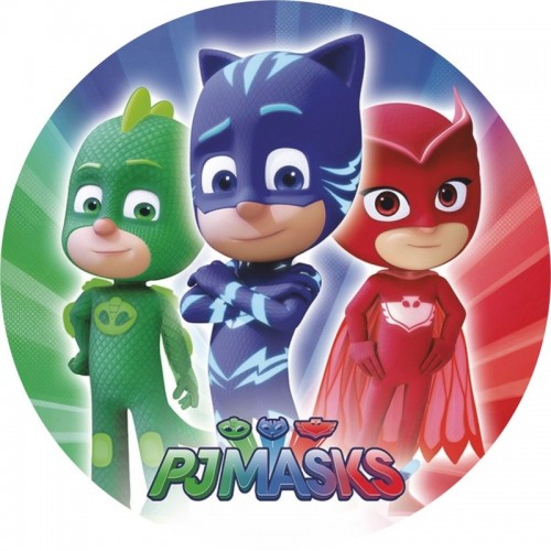 Jadalna kartka okrągła - PJ Masks - motyw 2.