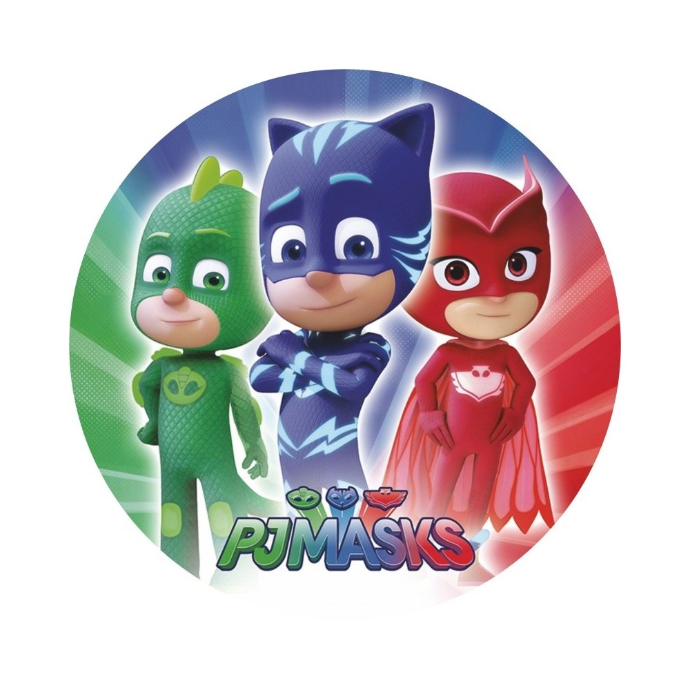 Jadalna kartka okrągła - PJ Masks - motyw 2.