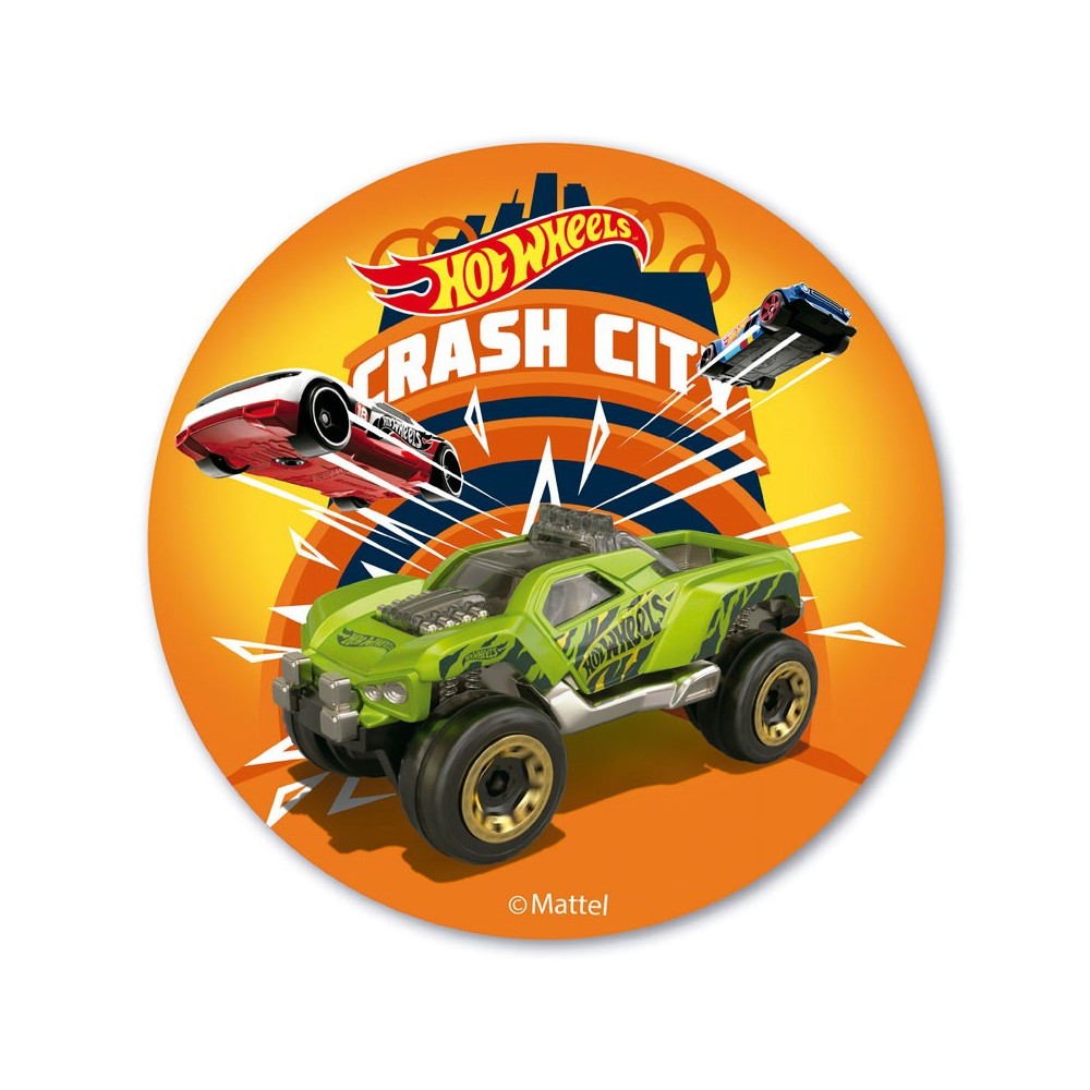 Edible paper round - Hot Wheels - crash city