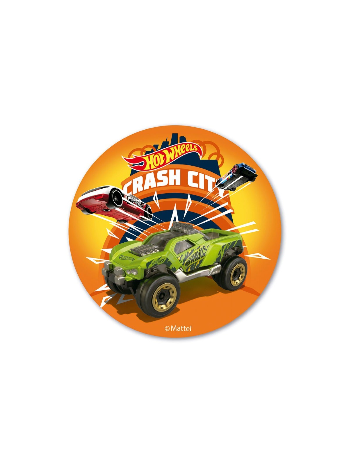 Dekora - Round Edible Paper - Hot Wheels - crash city