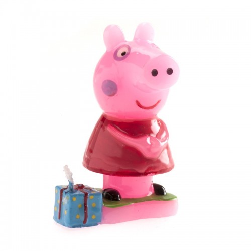 Decorative cake candle - Peppa with a gift - 1pc