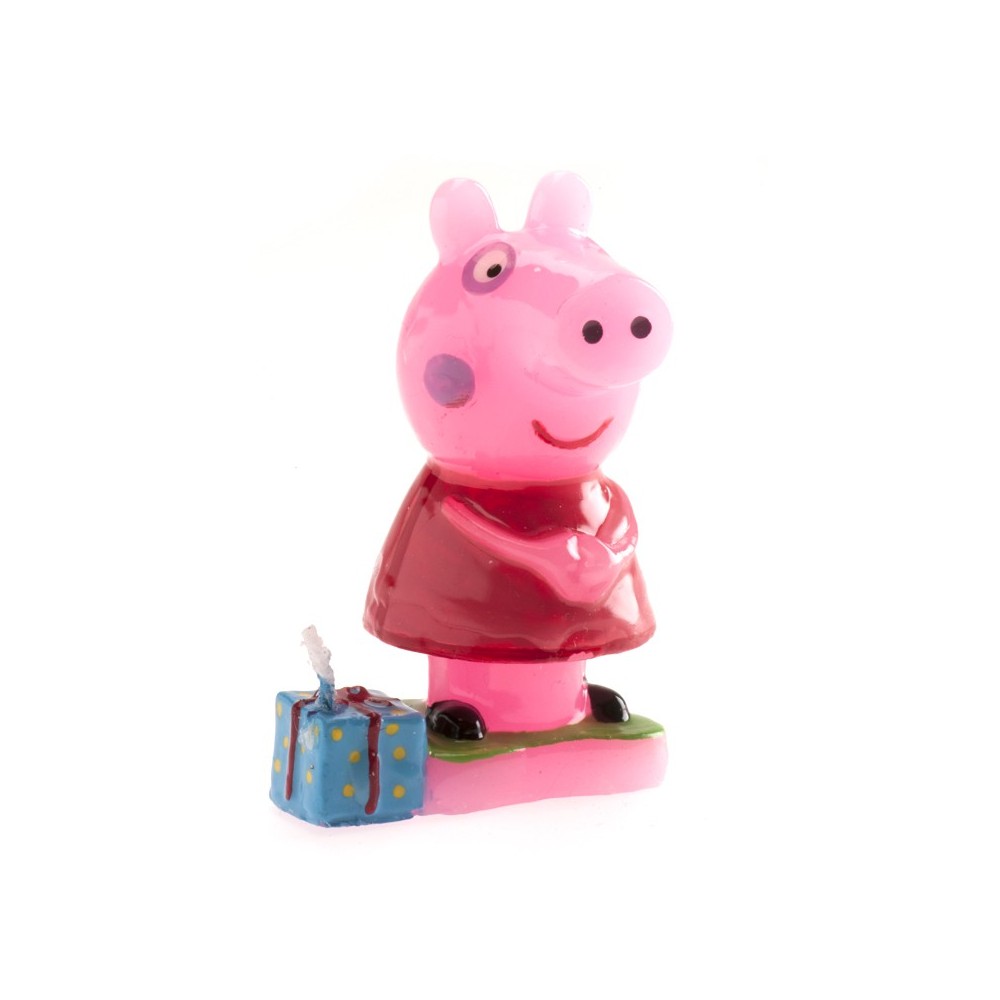 Decorative cake candle - Peppa with a gift - 1pc