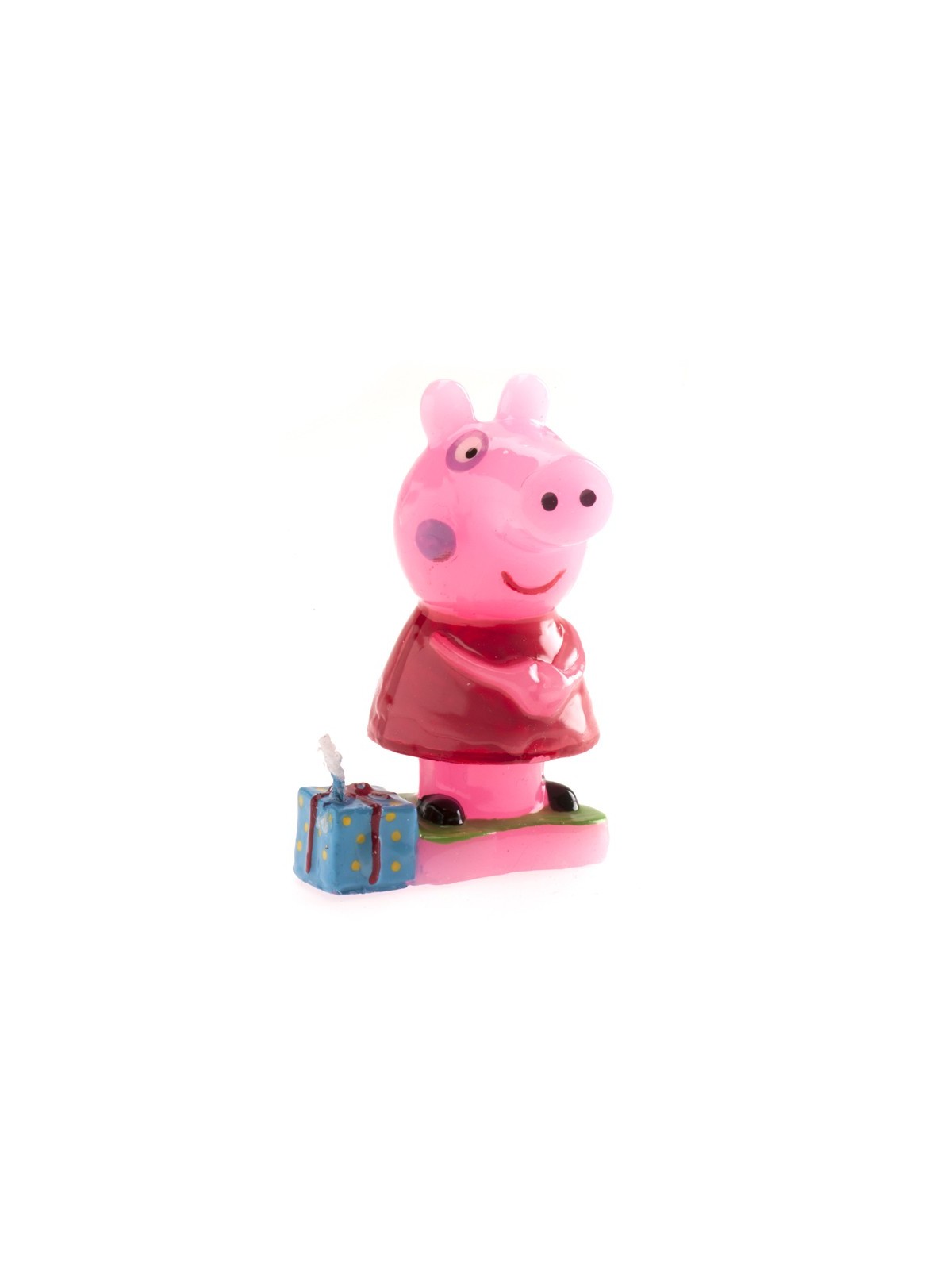 Decorative cake candle - Peppa with a gift - 1pc