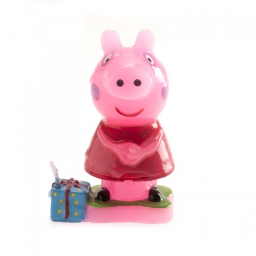 Decorative cake candle - Peppa with a gift - 1pc