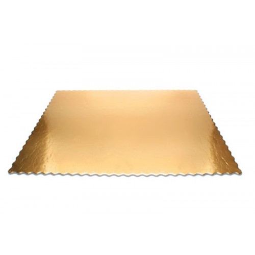 Feste Unterlage für Kuchen - Gold / Schwarz - RECHTECK 46 x 36cm.