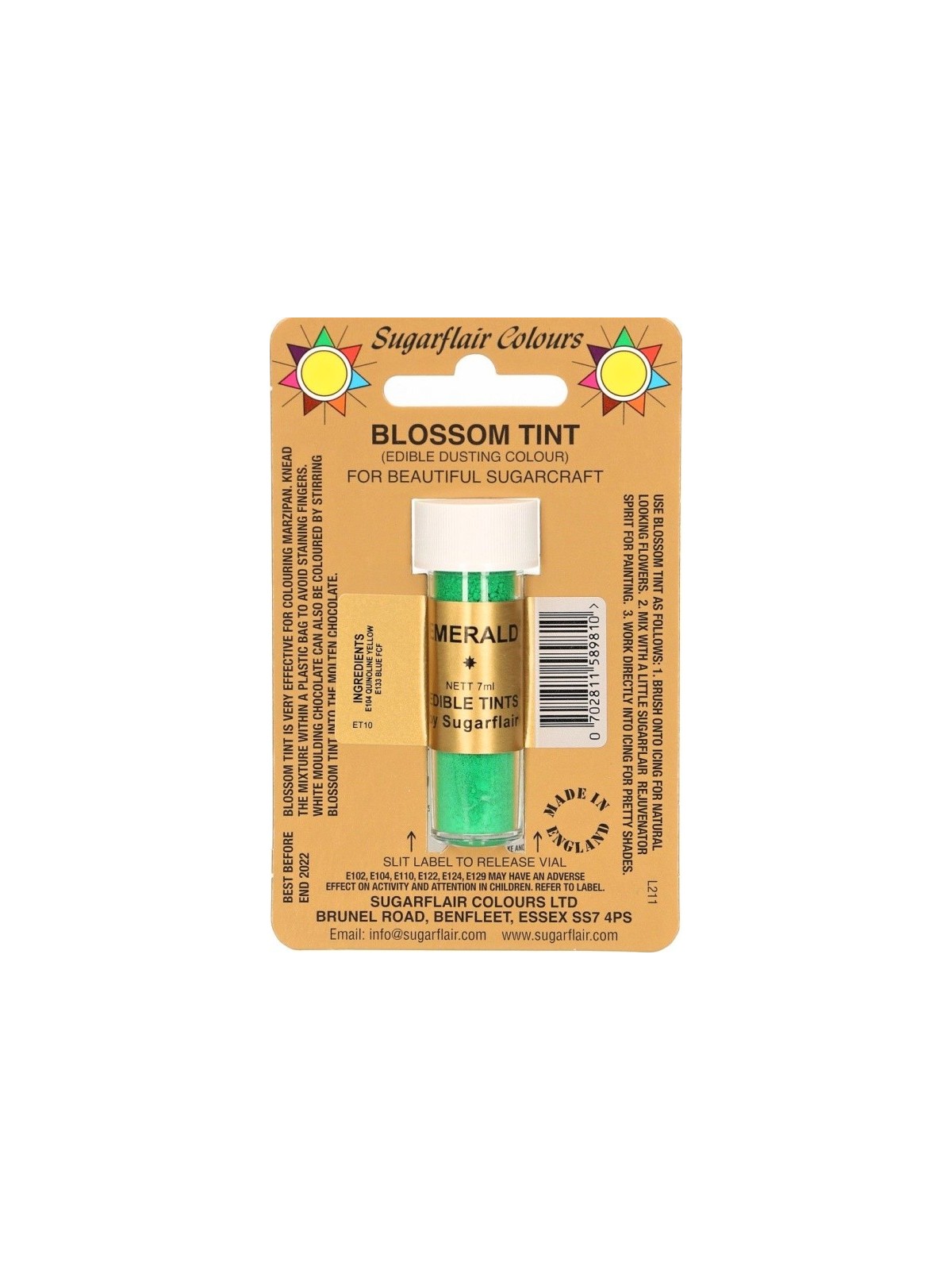 Sugarflair Staubfarbe - Puderfarbe - Smaragd - Grün - 7ml