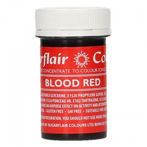 Sugarflair paste colour - gélová farba - červená - Blood red 25g