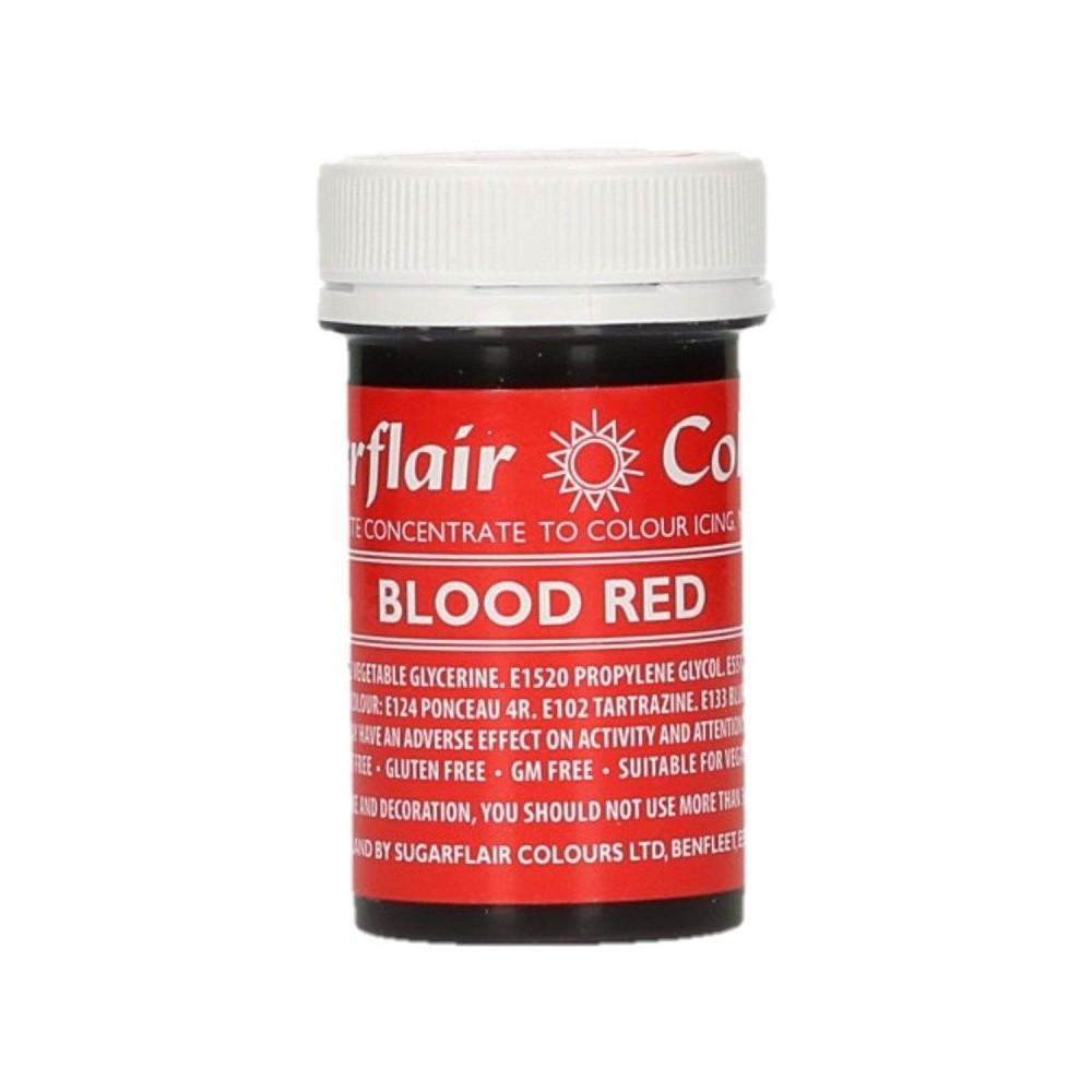 Sugarflair Kolor pasty - kolor żelu - czerwony - Blood red 25g