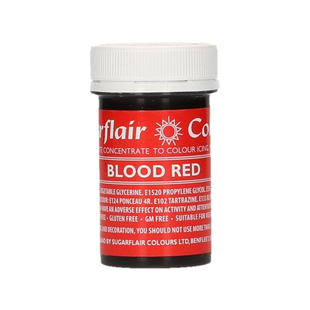Sugarflair paste colour - gélová farba - červená - Blood red 25g