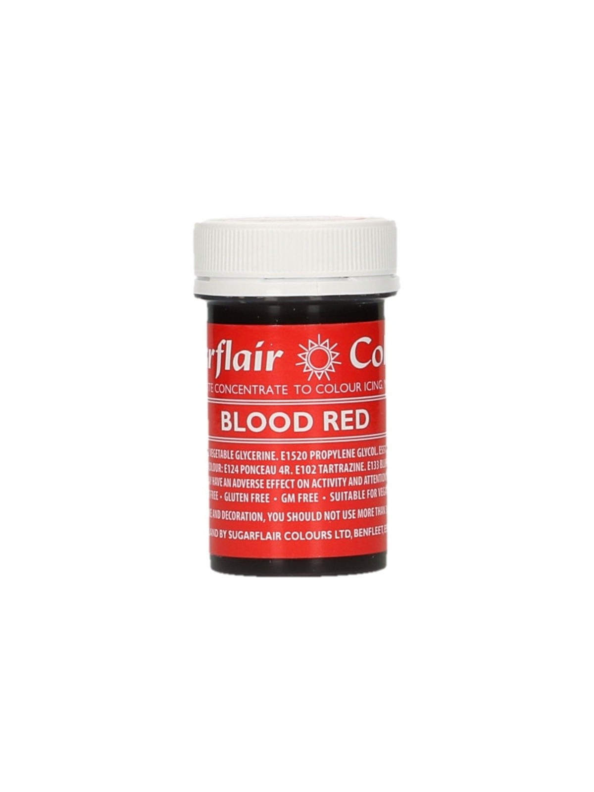 Sugarflair paste colour - gel colour - red - Blood red 25g